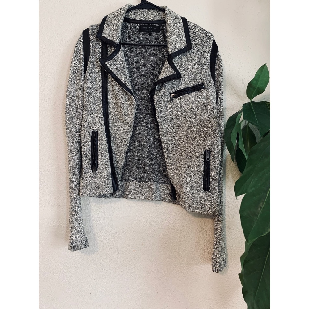 Rag & Bone Leather Trim Moto Jacket